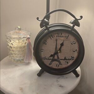 Vintage Black Eiffel Tower Table Clock